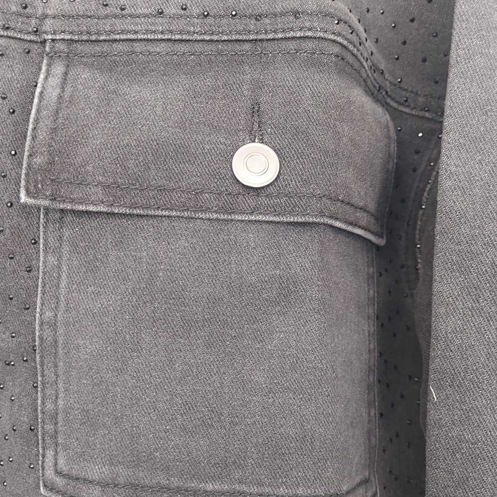 Kate &  Mallory Women's Black Denim Rhinstone Jacket Size Large NWOT - Picture 6 of 14